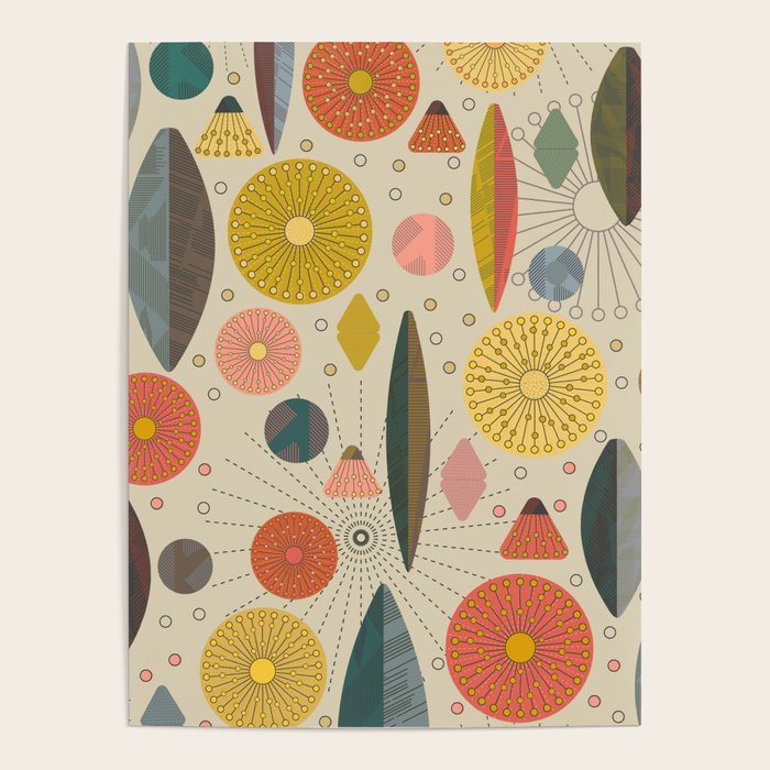 Mid Century Modern Eucalyptus with Retro Vibes Poster Gallery Image 1