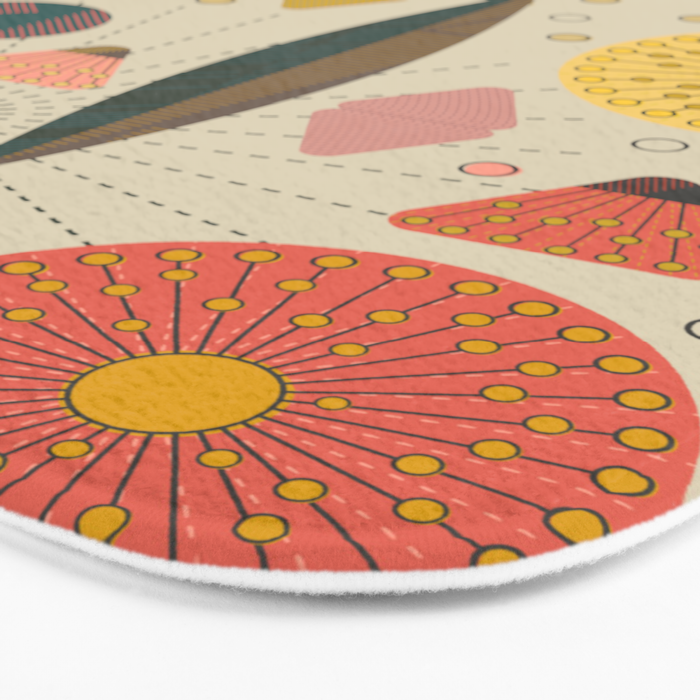 Mid Century Modern Eucalyptus with Retro Vibes Bath Mat Gallery Image 3