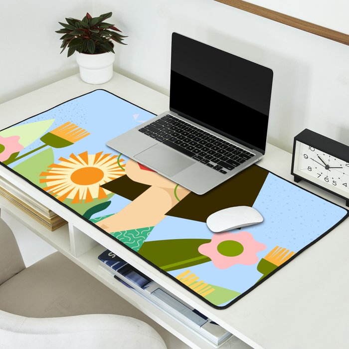 Girl with plants Desk Mat Gallery Image 2