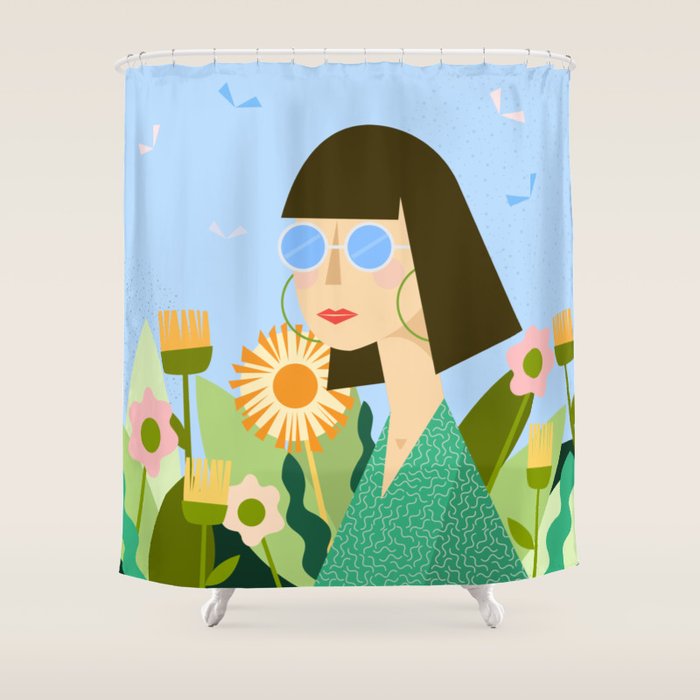 Girl with plants Shower Curtain Gallery Image 1