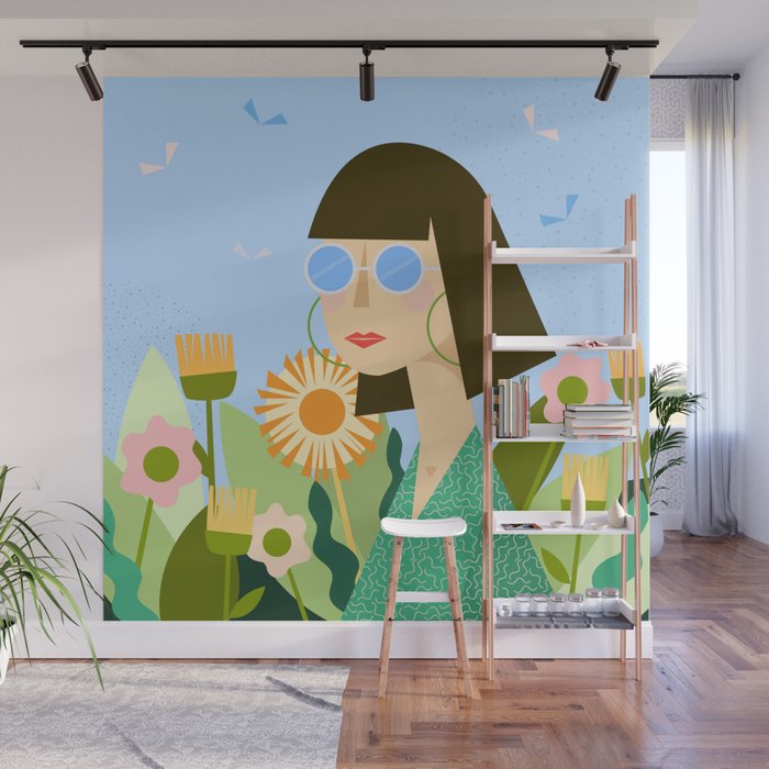 Girl with plants Wall Mural Gallery Image 1