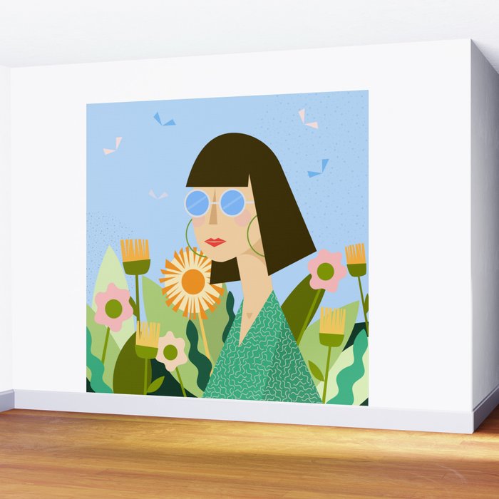 Girl with plants Wall Mural Gallery Image 2
