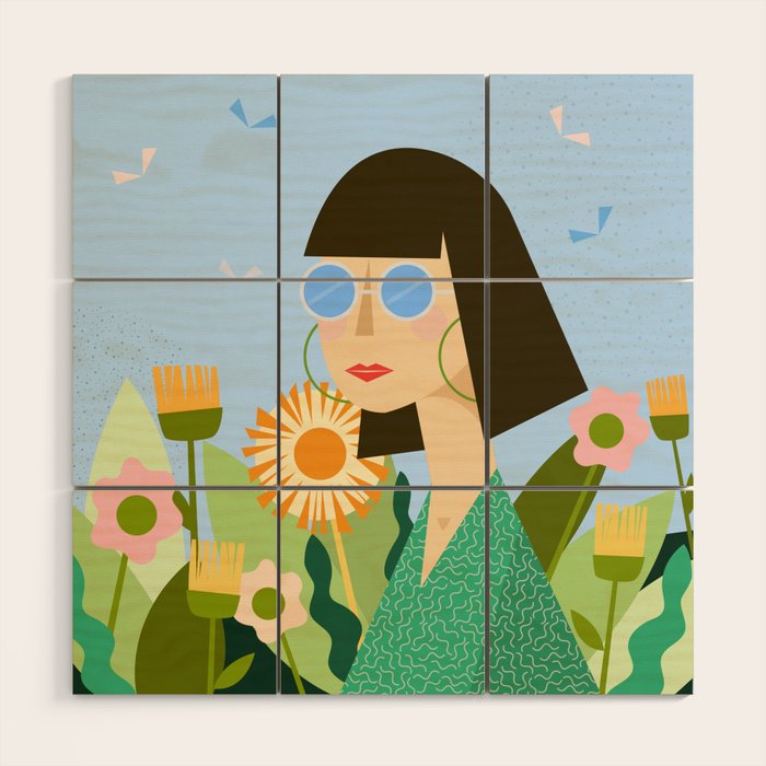 Girl with plants Wood Wall Art Gallery Image 1