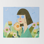 Girl with plants Throw Blanket Gallery Image 2