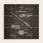 Fishing Rod Patent - Fishing Art - Black Chalkboard Wood Wall Art Gallery Image 1