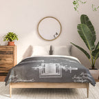 Fishing Rod Patent - Fishing Art - Black Chalkboard Comforter Gallery Image 3