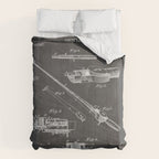 Fishing Rod Patent - Fishing Art - Black Chalkboard Comforter Gallery Image 6