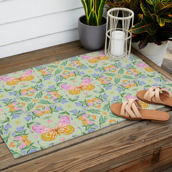 Magical butterflies garden Outdoor Rug Gallery Image 2