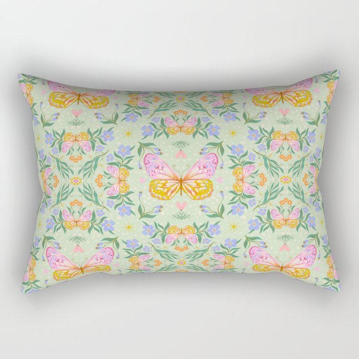 Magical butterflies garden Rectangular Pillow Gallery Image 1