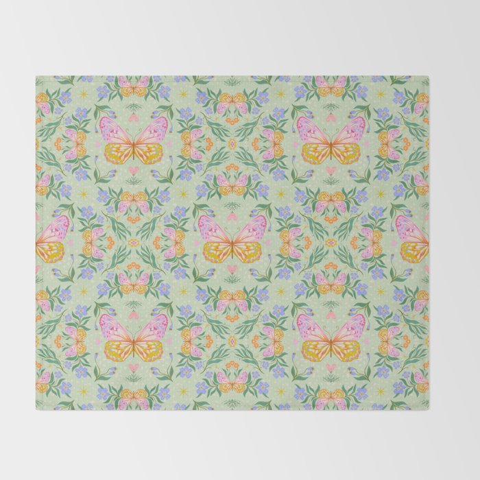 Magical butterflies garden Throw Blanket Gallery Image 2