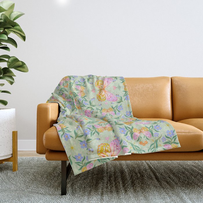 Magical butterflies garden Throw Blanket Gallery Image 1