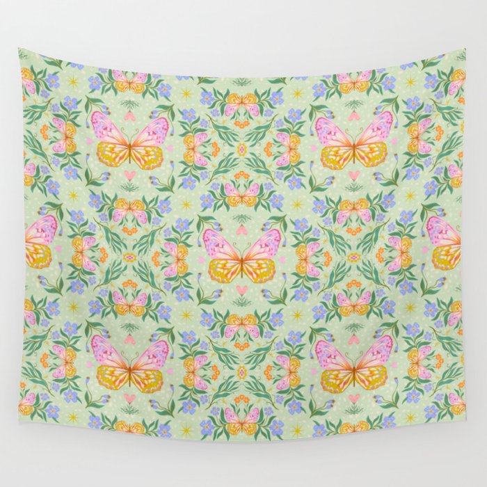 Magical butterflies garden Wall Tapestry Gallery Image 1