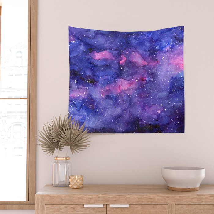 Galaxy Pattern Watercolor Wall Tapestry Gallery Image 2
