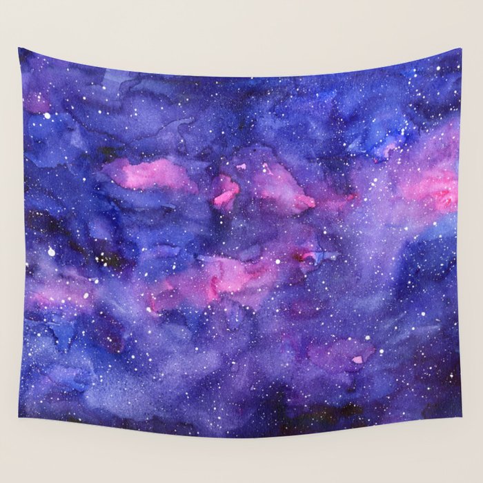 Galaxy Pattern Watercolor Wall Tapestry Gallery Image 1