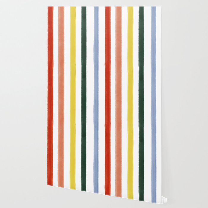 Classic Summer Watercolor Stripes Wallpaper Gallery Image 2