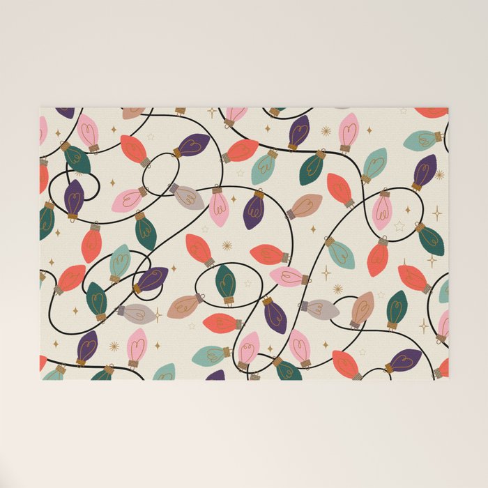 Whimsical Festive String Lights Seamless Pattern Welcome Mat Gallery Image 1