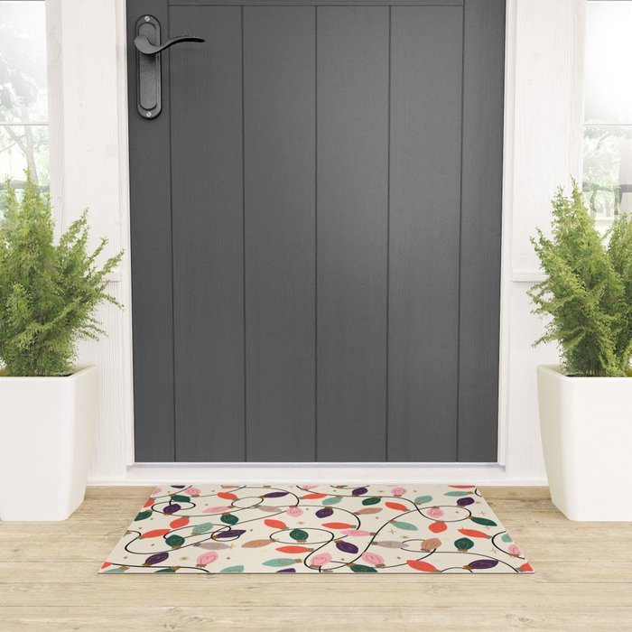 Whimsical Festive String Lights Seamless Pattern Welcome Mat Gallery Image 3