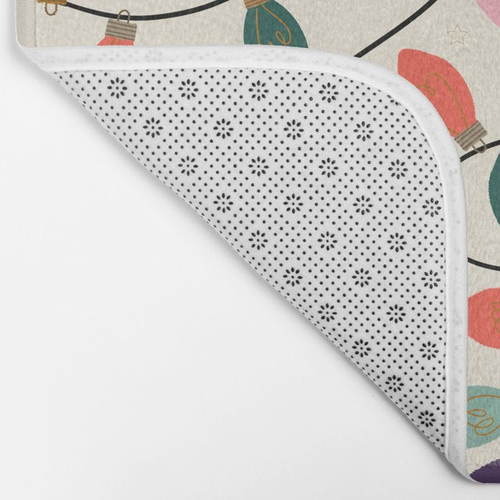 Whimsical Festive String Lights Seamless Pattern Bath Mat Gallery Image 2