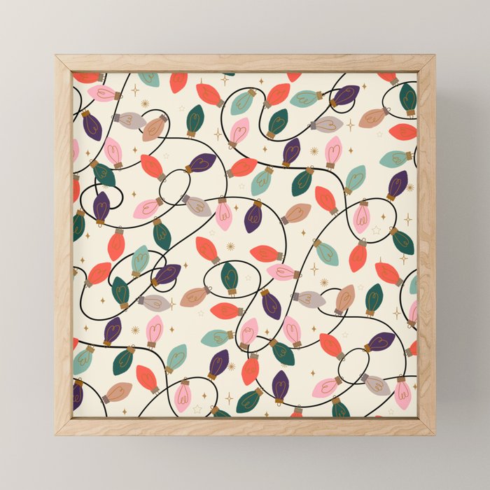 Whimsical Festive String Lights Seamless Pattern Mini Art Print Gallery Image 1