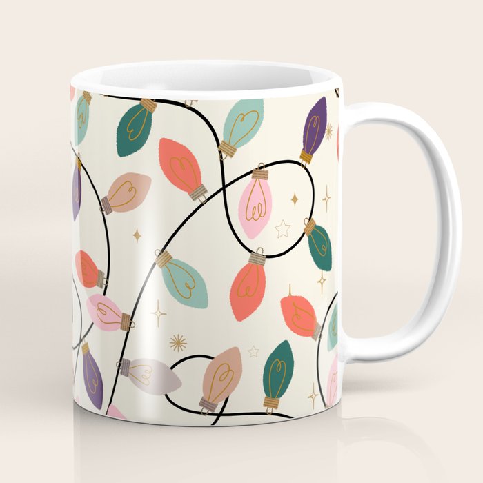 Whimsical Festive String Lights Seamless Pattern Coffee Mug Gallery Image 1