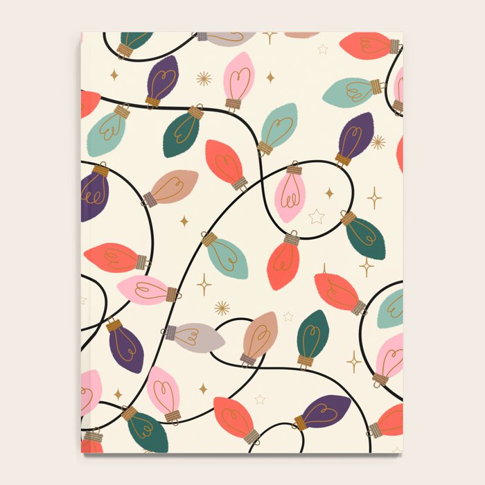 Whimsical Festive String Lights Seamless Pattern Notebook Gallery Image 4