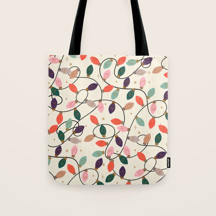 Whimsical Festive String Lights Seamless Pattern Tote Bag Gallery Image 1