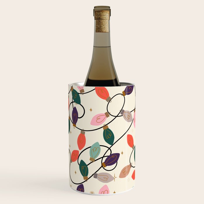 Whimsical Festive String Lights Seamless Pattern Wine Chiller Gallery Image 2