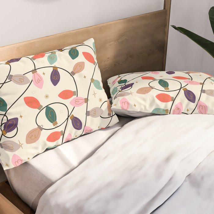 Whimsical Festive String Lights Seamless Pattern Pillow Sham Gallery Image 2