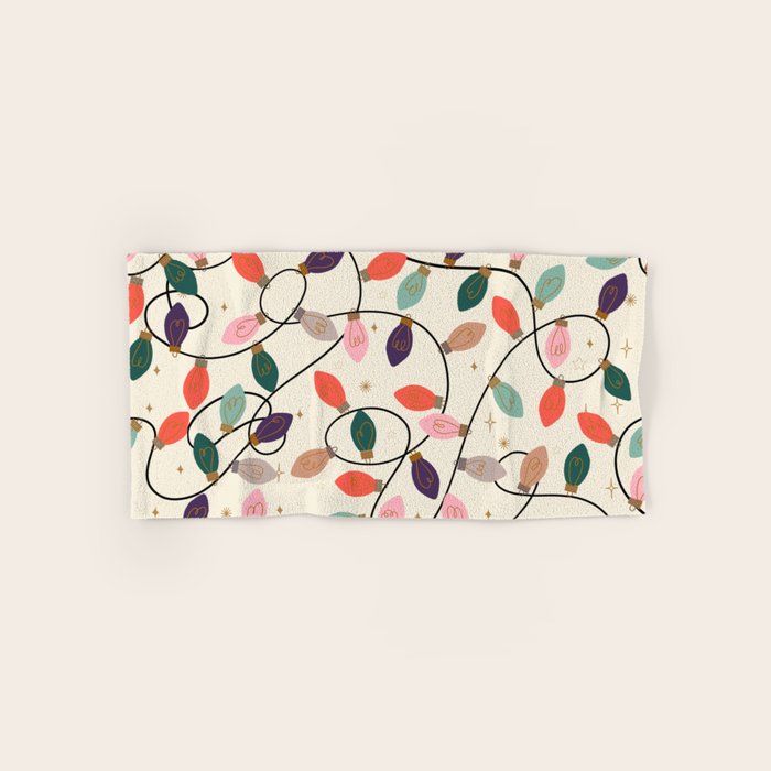 Whimsical Festive String Lights Seamless Pattern Bath Towel Gallery Image 1