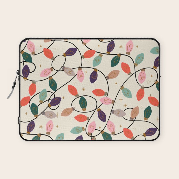 Whimsical Festive String Lights Seamless Pattern Laptop Sleeve Gallery Image 1