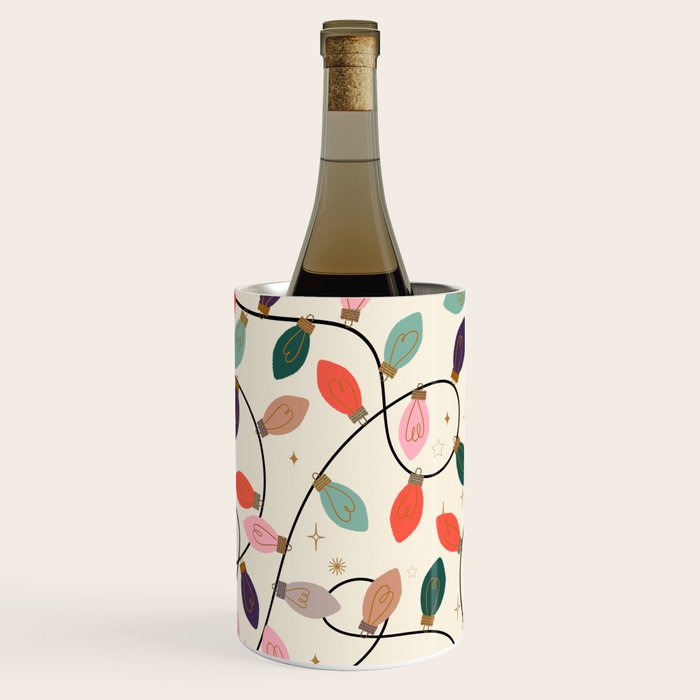 Whimsical Festive String Lights Seamless Pattern Wine Chiller Gallery Image 3