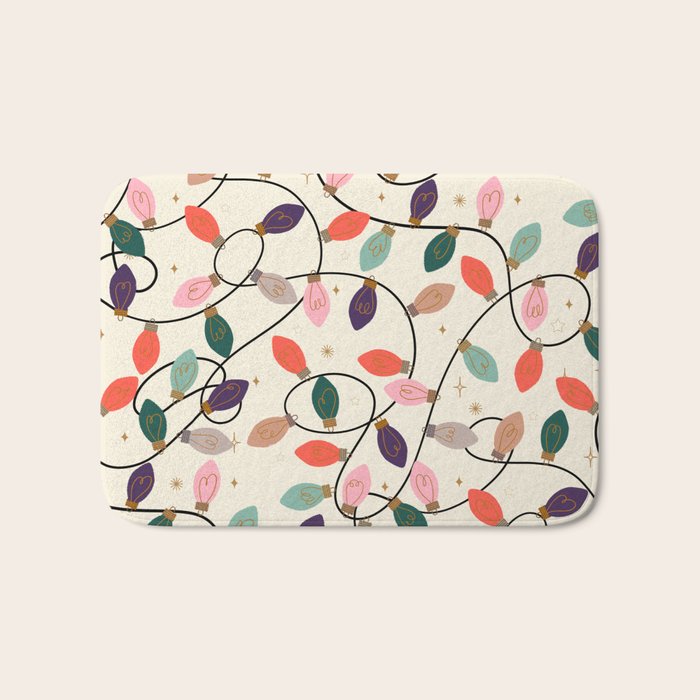 Whimsical Festive String Lights Seamless Pattern Bath Mat Gallery Image 1