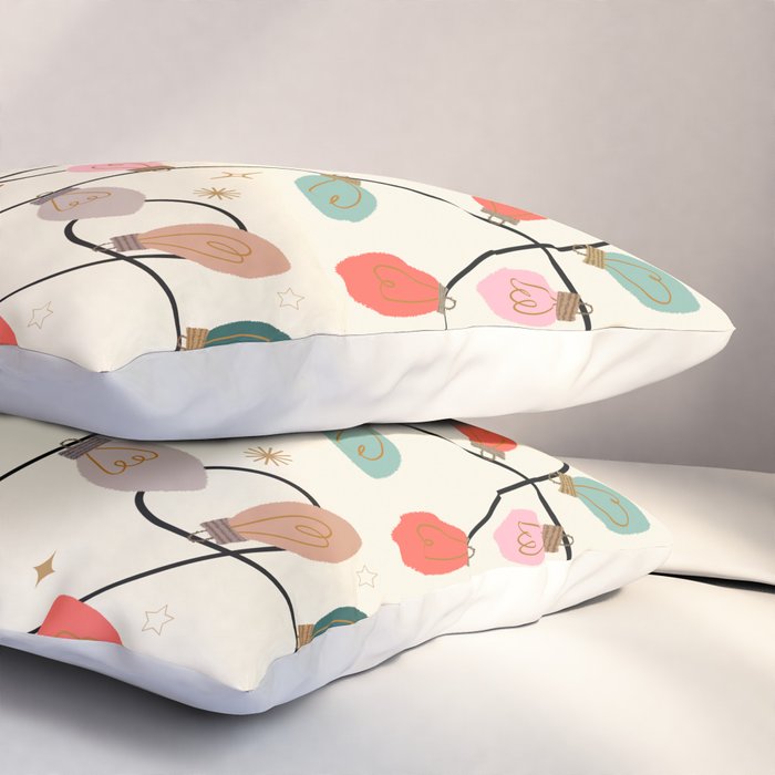 Whimsical Festive String Lights Seamless Pattern Pillow Sham Gallery Image 3