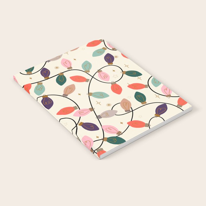 Whimsical Festive String Lights Seamless Pattern Notebook Gallery Image 2