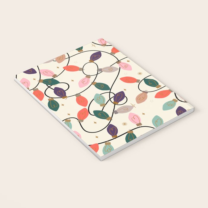 Whimsical Festive String Lights Seamless Pattern Notebook Gallery Image 3