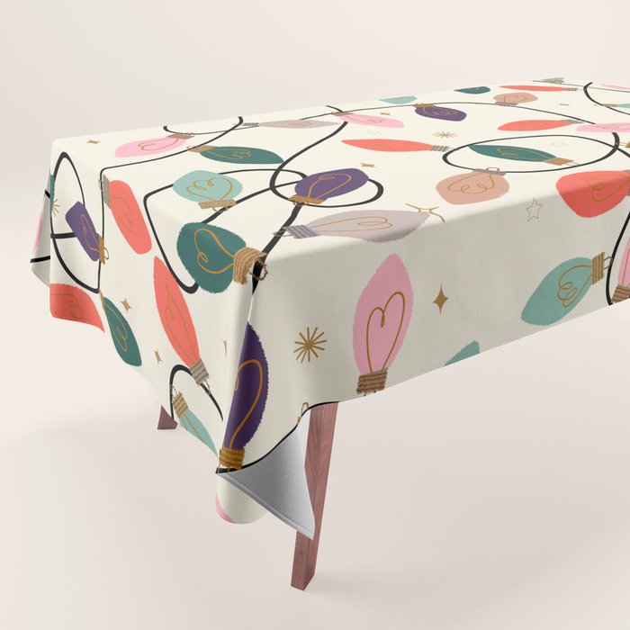 Whimsical Festive String Lights Seamless Pattern Tablecloth Gallery Image 1