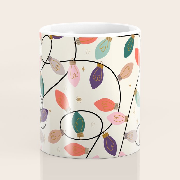 Whimsical Festive String Lights Seamless Pattern Coffee Mug Gallery Image 4