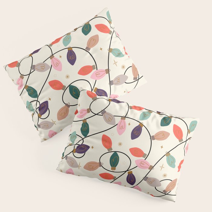 Whimsical Festive String Lights Seamless Pattern Pillow Sham Gallery Image 1