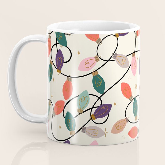 Whimsical Festive String Lights Seamless Pattern Coffee Mug Gallery Image 3
