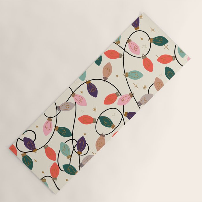 Whimsical Festive String Lights Seamless Pattern Yoga Mat Gallery Image 1