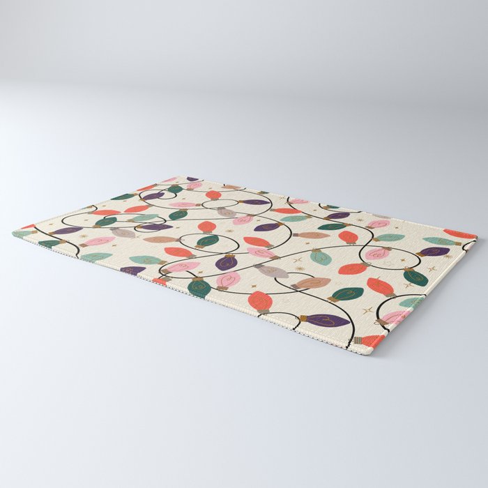 Whimsical Festive String Lights Seamless Pattern Rug Gallery Image 3