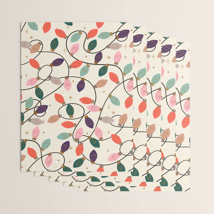 Whimsical Festive String Lights Seamless Pattern Wrapping Paper Gallery Image 3