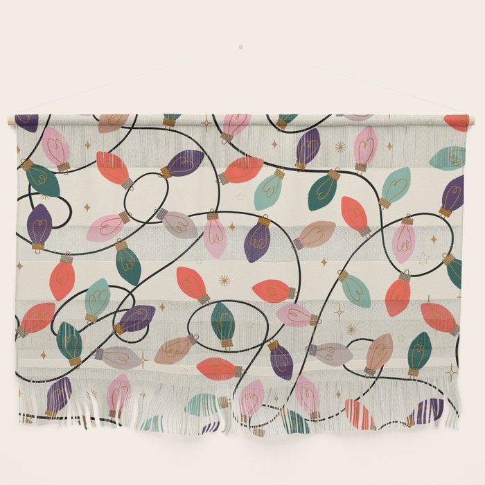 Whimsical Festive String Lights Seamless Pattern Wall Hanging Gallery Image 1