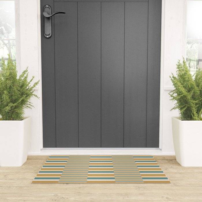 Mixed Stripes Pattern XVII Retro Nautical Welcome Mat Gallery Image 3