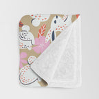 Bunnies & Blooms - Coral & Pink Throw Blanket Gallery Image 3