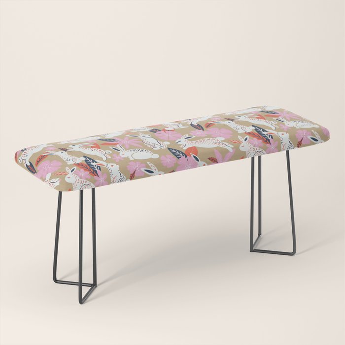 Bunnies & Blooms - Coral & Pink Bench Gallery Image 1