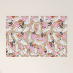 Bunnies & Blooms - Coral & Pink Welcome Mat Gallery Image 1