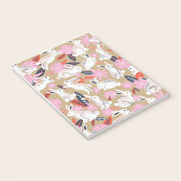 Bunnies & Blooms - Coral & Pink Notebook Gallery Image 3