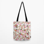 Bunnies & Blooms - Coral & Pink Tote Bag Gallery Image 2