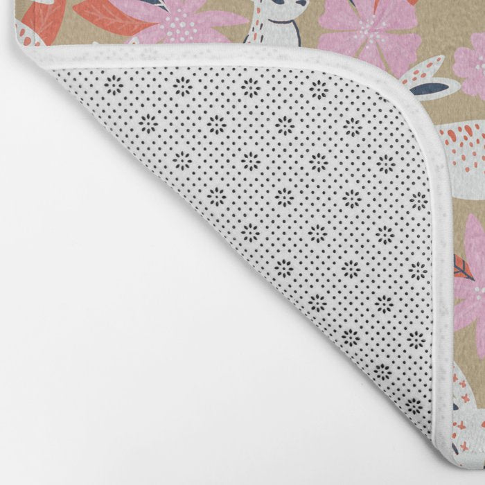 Bunnies & Blooms - Coral & Pink Bath Mat Gallery Image 2